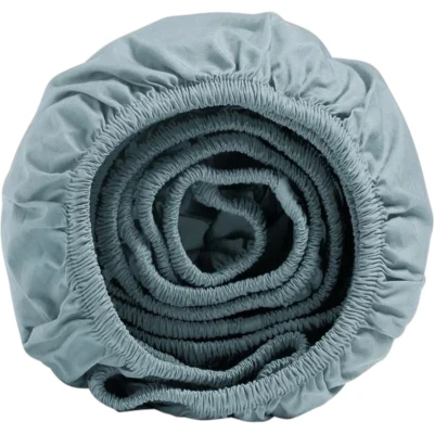 Afbeelding van Hoeslaken Yumeko Petrol Blue (Percal) 90 x 200 cm
