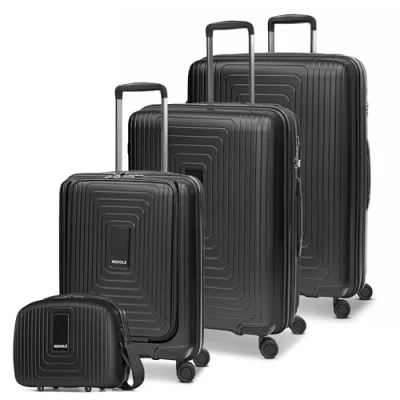 Afbeelding van Redolz Essentials 14 4 wiel kofferset + beautycase stuks met stretchvouw laptopvak