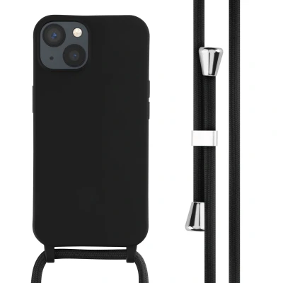 Afbeelding van Apple iPhone 13 Hoesje Siliconen en TPU (zacht) iMoshion Softcase/Koordhoesje/Backcover Zwart Telefoonhoesje