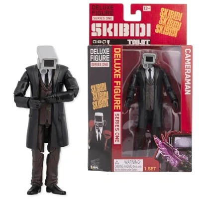 Afbeelding van SKIBIDI Toilet Deluxe Figuur Cameraman, Verzamelfiguren, Officieel gelicenseerd Merch, Zwart