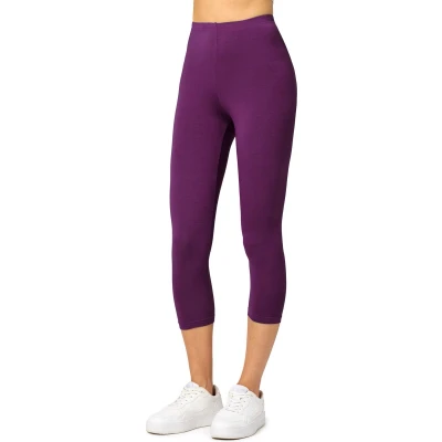 Afbeelding van Merry Style MS MS10 144 LE Dames Capri Leggings Sport Vrijetijdsbroek 3/4 Lengte Viscose Sporbroek Yogabroek Pruim M