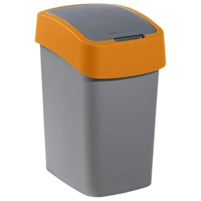 Afbeelding van Cuver Prullenbak / Afvalbak met deksel Grijs oranje frame 25L, Flip Bin