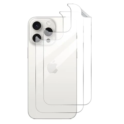 Afbeelding van GIOPUEY Rugbeschermer Compatibel met iPhone 15 Pro, Uitstekende kwaliteit materialen Zachte TPU Pro Back Protector Film Doorzichtig [2 stuks]