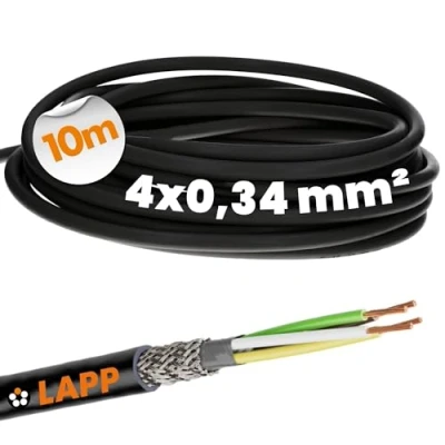 Afbeelding van 10 meter Lapp 1030497 LiYCY afgeschermde stuurkabel 4x0,34 mm² I UV bestendig Signaalkabel 4 draads Datakabel voor buitengebruik Soldeerkabel LED aansluitkabel Zwarte