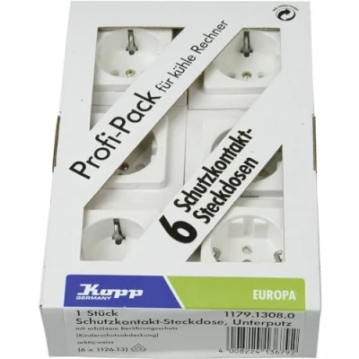 Afbeelding van Kopp Europa wandcontactdozen met aardingscontact en verhoogde contactbeveiliging, professioneel pakket à 6 stuks, 117913080