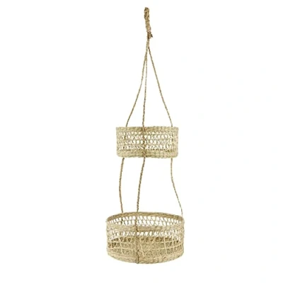 Afbeelding van Natural Elements Hangende Plantenbak met Twee Etages van Natuurlijk Zeegras 29,5 Centimeter