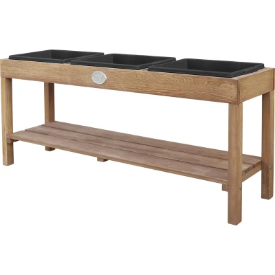 Afbeelding van AXI Zand &amp; Watertafel van hout Donkerbruin Zandtafel met 3 kunststof bakken opbergplank