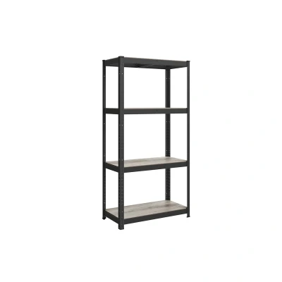 Afbeelding van Staande Plank Boekenkast Opbergrek Verstelbare Planken Staal &amp; MDF 40cm x 80cm 160cm Greige Zwart 130kg Max. belasting 10,5kg