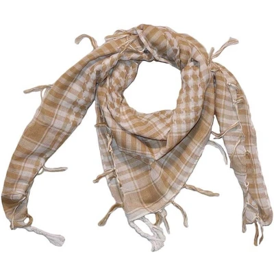 Afbeelding van Vierkante Arafat Sjaal met Geruite Print Beige