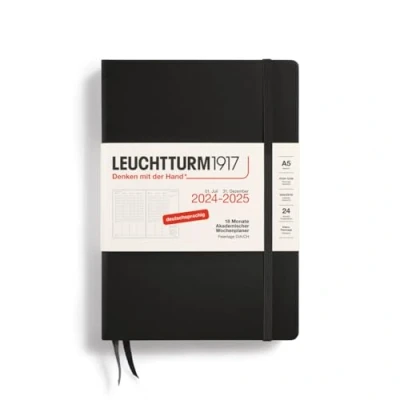 Afbeelding van LEUCHTTURM1917 370632 Academische weekplanner medium (A5) 2025, 18 maanden 07.2024 12.2025, hardcover, zwart, Duits