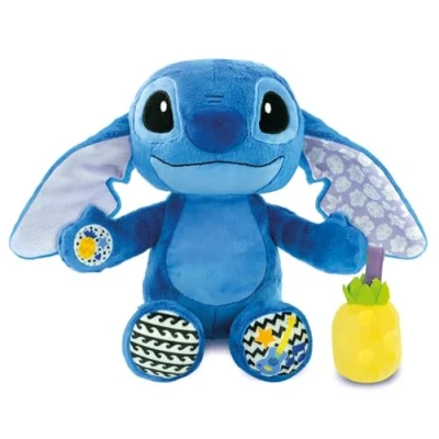 Afbeelding van Clementoni Disney Stitch Grow with Me Plush, interactief sprekende pluche dier met geluiden en melodieën, rammelaar, tummy time functie, babyspel, Prime activiteiten, pop batterijen,