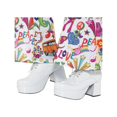 Afbeelding van Smiffys Kostuum Schoenen S 70s Platform Shoes Wit