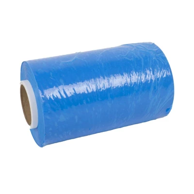 Afbeelding van Kortpack Mini Stretchfolie 23my X 12.5cm 150mtr. Blauw (24 Rollen + Afroller)