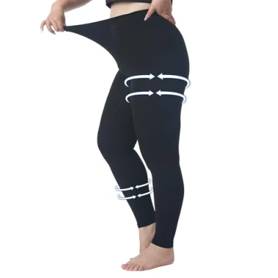 Afbeelding van AMZAM® Medische compressiepanty voor dames en heren, 20 30 mmHg gegradueerde compressie legging, ondoorzichtige voetloze taille, hoge compressiekousen oedeem, spataderen, postoperatie, zwart, XL
