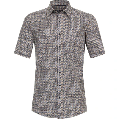 Afbeelding van Casa Moda Casual Comfort Fit Overhemd Korte mouw geel/blauw