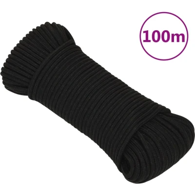 Afbeelding van vidaXL Werktouw 4 mm 100 m polyester zwart
