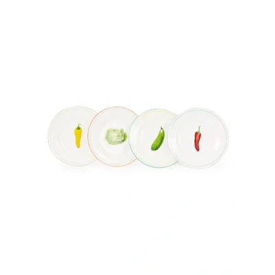 Afbeelding van &amp;Klevering Vegetable ontbijtbord 21 cm set van 4 Gebroken wit
