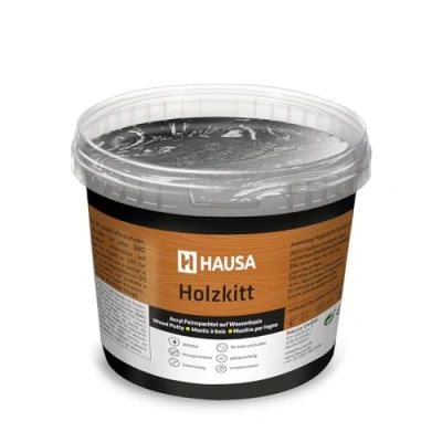 Afbeelding van HAUSA Houtkitt 1 kg zwarte houtplamuurmassa, stopverf voor hout, houtplamuur/vulmassa het repareren van houtschade, gebruiksklaar, uitstekende vulkracht, sneldrogend, scheurbestendig
