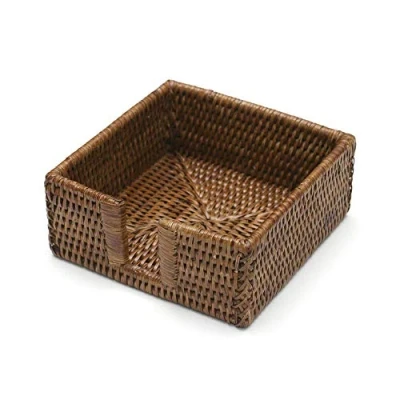 Afbeelding van Caspari HC01 houder voor cocktial servetten, rotan en mand, bruin, 25 x cm