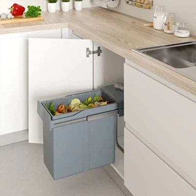 Afbeelding van Menage Confort Uittrekbare vuilnisemmer voor keukenkast met een breedte van 255 mm, 1 emmer 40 liter