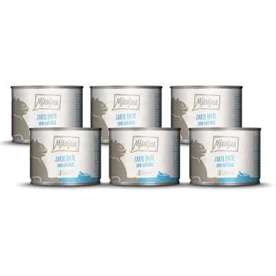 Afbeelding van MjAMjAM premium natvoer voor katten malse eend &amp; gevogelte met heerlijke wortelen, pak van 6 (6 x 200 g), graanvrij extra vlees