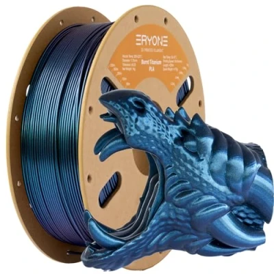 Afbeelding van ERYONE Color Changeable PLA Filament 1.75mm +/ 0.03mm for 3D Printer, Chameleon Changing Colors by Light, Multicolor Glitter Burnt Titanium 1kg(2.2lbs)/Spool, Blue