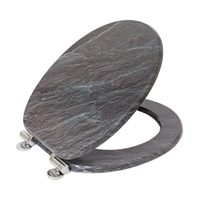 Afbeelding van Sinobath Toiletbril, met softclosemechanisme, hoogwaardige kwaliteit, van mdf hout, decoratief design (graniet)