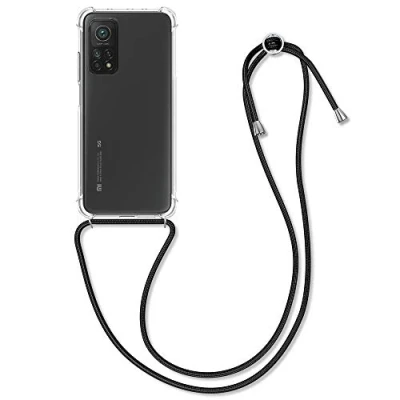 Afbeelding van kwmobile telefoonhoesje compatibel met Xiaomi Mi 10T / Pro Hoesje Telefoon case koord Back cover in zwart/transparant