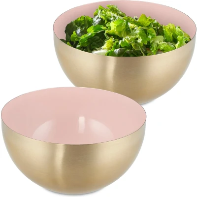 Afbeelding van Relaxdays 2x saladeschaal 20 cm saladekom serveerschaal rond mengkom rvs