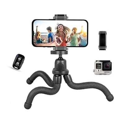 Afbeelding van UBeesize mobiele telefoon statief, siliconen mini statief voor smartphone en camera, anti slip met draadloze afstandsbediening op reis