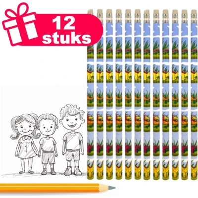 Afbeelding van Dino potloden met gum 6 stuks