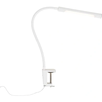Afbeelding van QAZQA Klem bureaulamp wit incl. LED met touch dimmer Lionard