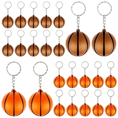 Afbeelding van Charshiu 24 stuks basketbal sleutelhangers sleutelhanger verbindingsketting sleutelring cadeautje voor kinderen verjaardag Kerstmis gastgeschenk