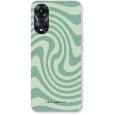 Afbeelding van Case Company® hoesje geschikt voor Oppo A78 5G Swirl Groen Soft Cover Telefoonhoesje Bescherming aan alle Kanten en Schermrand
