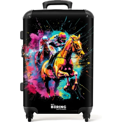 Afbeelding van NoBoringSuitcases.com® Koffer groot Rolkoffer lichtgewicht Paardrijden met felle kleuren Reiskoffer 4 wielen Grote trolley XL 20 kg bagage