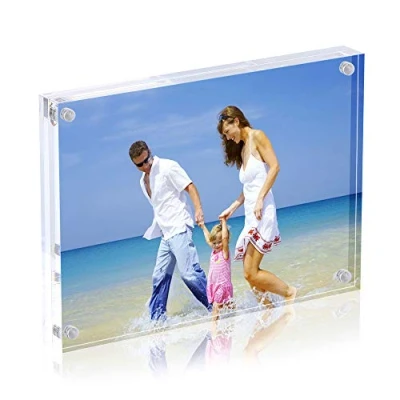 Afbeelding van Acryl fotolijsten, 9 x 13 cm, transparante dubbelzijdige magnetische fotolijst, desktop frameloze ansichtkaartdisplay