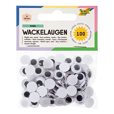 Afbeelding van folia 750010 wiebelogen met beweegbare pupil, wit, rond ca. 10 mm, 100 stuks ideaal voor het knutselen van figuren en dieren