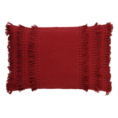 Afbeelding van Dutch Decor FARA Sierkussen 40x60 cm 100% katoen met franjes Merlot rood