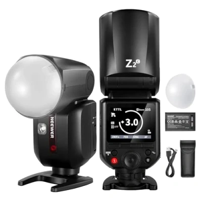 Afbeelding van NEEWER Z2 C 2,4G TTL Flash ronde kop flitser Speedlite compatibel met Canon camera&#039;s 76W 1/8000s HSS, diffuser 2 modelleerlampen betere UI TTL/M schakelknop 3000mAh batterij 600 volledige prestaties