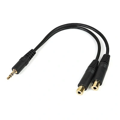 Afbeelding van StarTech.com 15cm Stereo Splitterkabel Y adapter 3,5mm Mannelijk naar 2x Vrouwelijk