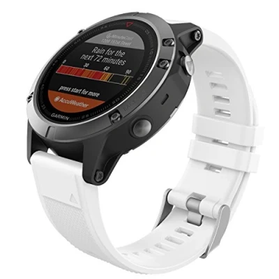 Afbeelding van MoKo Strap Compatible with Garmin Fenix 7/7 Pro/6/6 Pro/5/5 Plus/Forerunner 965/955/945/Instinct Solar/Instinct 2, Quick Fit 22mm Silicone Replacement Sport Watch Band, White