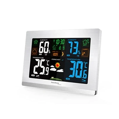 Afbeelding van Technoline WS6462 zilver draadloos weerstation, binnentemperatuur, buitentemperatuur, vochtigheid, luchtdruk, trendweergave, kleurendisplay, radioklok, maanstanden