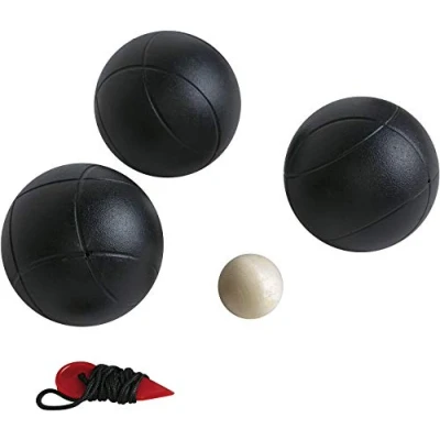 Afbeelding van WDK PARTNER 3 zwarte petanqueballen, mat, gestreept, 720 g