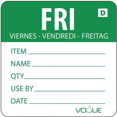 Afbeelding van Oplosbare Voedseletiketten Daglabels Vrijdag Groen Vogue GH355