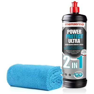 Afbeelding van detailmate Menzerna polijstset: Power Protect Ultra 2 in 1, 1 liter polijstmiddel + microvezeldoek 550 GSM, 40 x cm