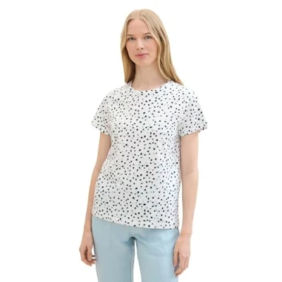 Afbeelding van TOM TAILOR T shirt voor dames, 36408 Tiny White Dot Print, XL