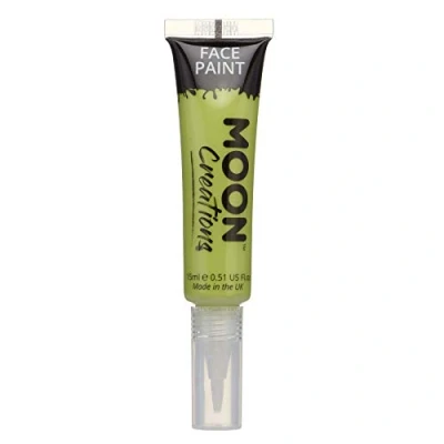 Afbeelding van Moon Creations Gezichts en lichaamsverftubes met kwastapplicator, gebruiksklaar, dierproefvrij, gezichtsverf, kostuums, feesten, Halloween voor kinderen volwassenen (limoengroen, 15 ml)