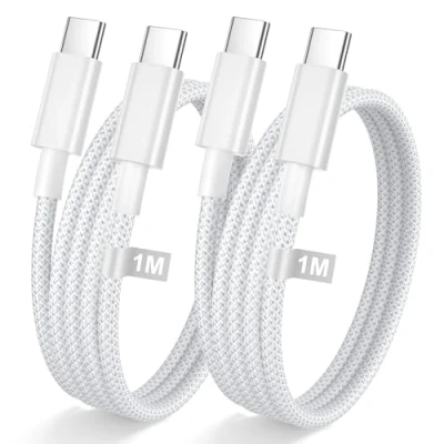 Afbeelding van iPhone 15, 16 oplaadkabel, 1 m, 2 stuks, 60 W USB C naar kabel, Apple snellaadkabel, nylon oplaadkabel voor Pro Max,