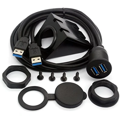 Afbeelding van CentBest USB 3.0 Flush Mount Kabel, Dual Dash Panel Kabel Mannelijke naar Vrouwelijke Extension Code voor Auto Truck Boot Motorfiets Dashboard (1 Meter 3.0)