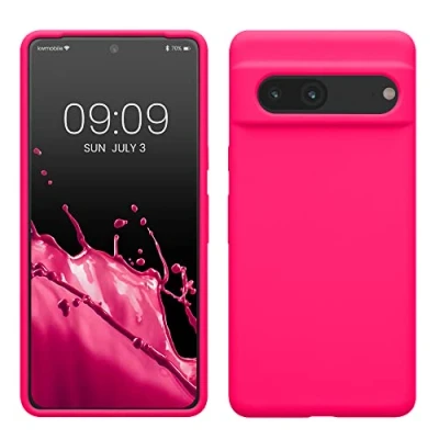 Afbeelding van kwmobile telefoonhoesje geschikt voor Google Pixel 7 Hoesje met siliconen coating Smartphone case in neon roze